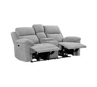 Canapé 2 places relax électrique avec tablette en tissu chiné gris KELUNO