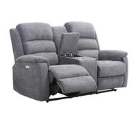 Canapé 2 places relax électrique avec tablette NEVERS en tissu - Anthracite