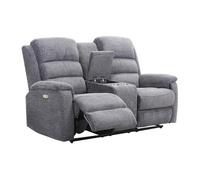 Vente-unique Canapé 2 Places Relax électrique avec Tablette NEVERS en Tissu - Anthracite