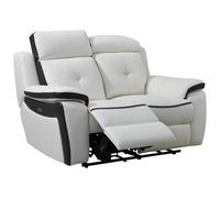Canapé 2 places relax électrique en cuir ANGELIQUE - Blanc/anthracite