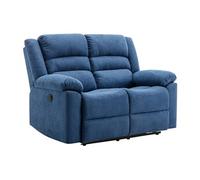 Canapé 2 places relax électrique en tissu bleu BUROLO