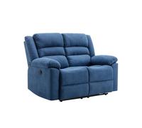Canapé 2 places relax électrique en tissu bleu BUROLO
