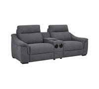 Canapé 2 places relax électrique en tissu gris VERETO