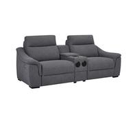 Canapé 2 places relax électrique en tissu gris VERETO - VENTE-UNIQUE - Avec rangement - 234cm x 99cm x 96cm