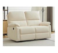 Canapé 2 places relax électrique en velours côtelé beige LUNANO