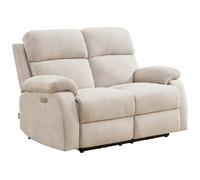 Canapé 2 places relax électrique massant en tissu chenille beige KOCENI
