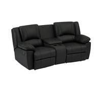 Canapé 2 places relax en cuir de vachette noir AROMA