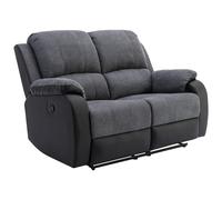 Canapé 2 places relax en microfibre et simili gris et noir BRODY