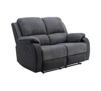 Canapé 2 places relax en microfibre et simili gris et noir BRODY