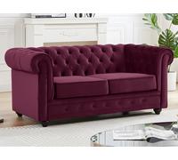 Canapé 2 places velours pourpre CHESTERFIELD