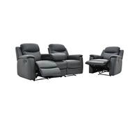 Canapé 3 places et un fauteuil relax EVASION en cuir - Gris