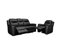 Canapé 3 places et un fauteuil relax EVASION en cuir - Noir