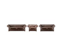 Canapé 3+2+1 chesterfield CLOTAIRE 100% cuir vieilli
