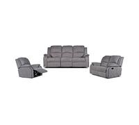 Canapé 3+2+1 places relax en microfibre HERNANI - Gris