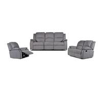 Canapé 3+2+1 places relax en microfibre HERNANI - Gris