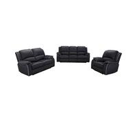 Canapé 3+2+1 places relax en microfibre HERNANI - Noir