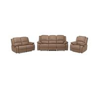 Canapé 3+2+1 places relax en microfibre HERNANI - Taupe