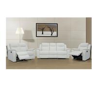 Canapés 3 places 2 places et un fauteuil relax EVASION en cuir - Blanc ivoire