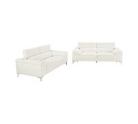 Canapés 3 places et 2 places en cuir SOLANGE - Blanc