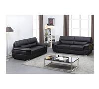 Canapé 3+2 places en cuir THIBAULT - Noir Noir