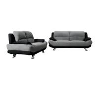 Canapé 3+2 places en microfibre MUSKO - Bicolore gris et noir