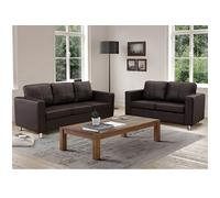 Canapé 3+2 places en simili ACKLEY - Marron