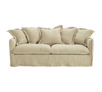 Canapé 3/4 places en lin lavé coloris ficelle 207x86x90cm Beige