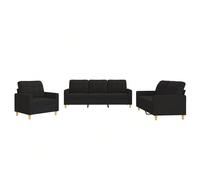 Canapé 3 Pièces Noir, Salon Tissu avec Coussins, Suite Fauteuil + 2 Places + 3 Places, Design Moderne Remarque Importante ! En raison de sa grande taille, ce produit est expédié en 3 colis séparés. Ve