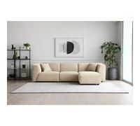 Canapé 3 places + 1 pouf modulable velours côtelé beige MONROE