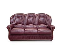 Canapé 3 places 100% cuir de buffle bordeaux DAPHNE