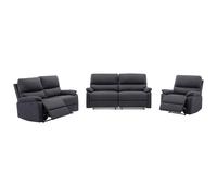Canapé 3 places, 2 places et fauteuil relax électrique en tissu gris anthracite LUNANO
