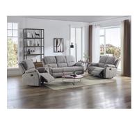 Canapé 3 places, 2 places et fauteuil relax en microfibre gris clair BRODY