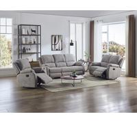 Canapé 3 places, 2 places et fauteuil relax en microfibre gris clair BRODY