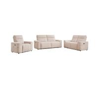 Vente-unique - Canapé 3 Places 2 Places et Un Fauteuil Relax électrique en Tissu Chenille Beige SCAMOCO