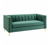 HOMCOM - Canapé 3 places - Velours (100 % polyester) - 181x86x78cm - Vert