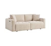 Canapé 3 places avec assise coulissante électrique en tissu beige DIMARIAS