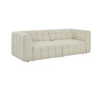 Canapé 3 places avec assise coulissante électrique en tissu texturé beige NELOSA