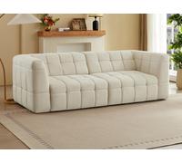 Canapé 3 places avec assise coulissante électrique en tissu texturé beige NELOSA
