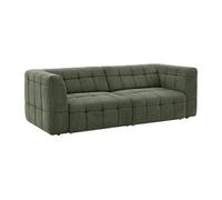 Canapé 3 places avec assise coulissante électrique en tissu texturé vert NELOSA