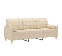 Canapé 3 places avec oreillers décoratifs crème 180 cm tissu