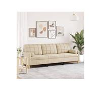 vidaXL Canapé 3 places avec oreillers décoratifs 210 cm tissu crème