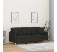 Canapé 3 places avec oreillers décoratifs noir 180 cm tissu canapé vidaXL