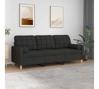 Canape droit 3 places en polyester noir 77 x 226 x 80 cm