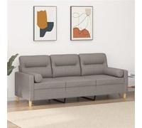 Canapé 3 places avec oreillers décoratifs taupe 180 cm tissu Taupe G