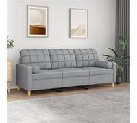 vidaXL Canapé 3 places 3200790 180 cm en tissu gris clair avec oreillers