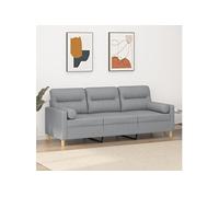 Canapé 3 places avec oreillers gris clair 180 cm tissu3200829
