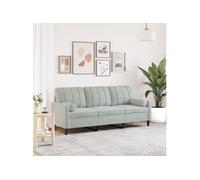 vidaXL Canapé 3 places 180 cm velours avec oreillers gris clair
