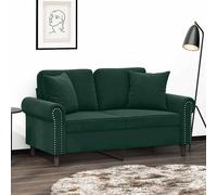 vidaXL Canapé 2 places rembourré velours 140 cm avec oreillers Vert foncé