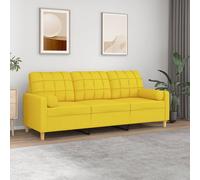 Canapé 3 places avec oreillers jaune clair 180 cm tissu canapé vidaXL