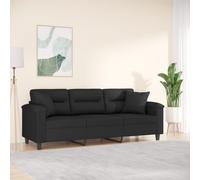 Canapé 3 places avec oreillers noir 180 cm tissu microfibre canapé vidaXL